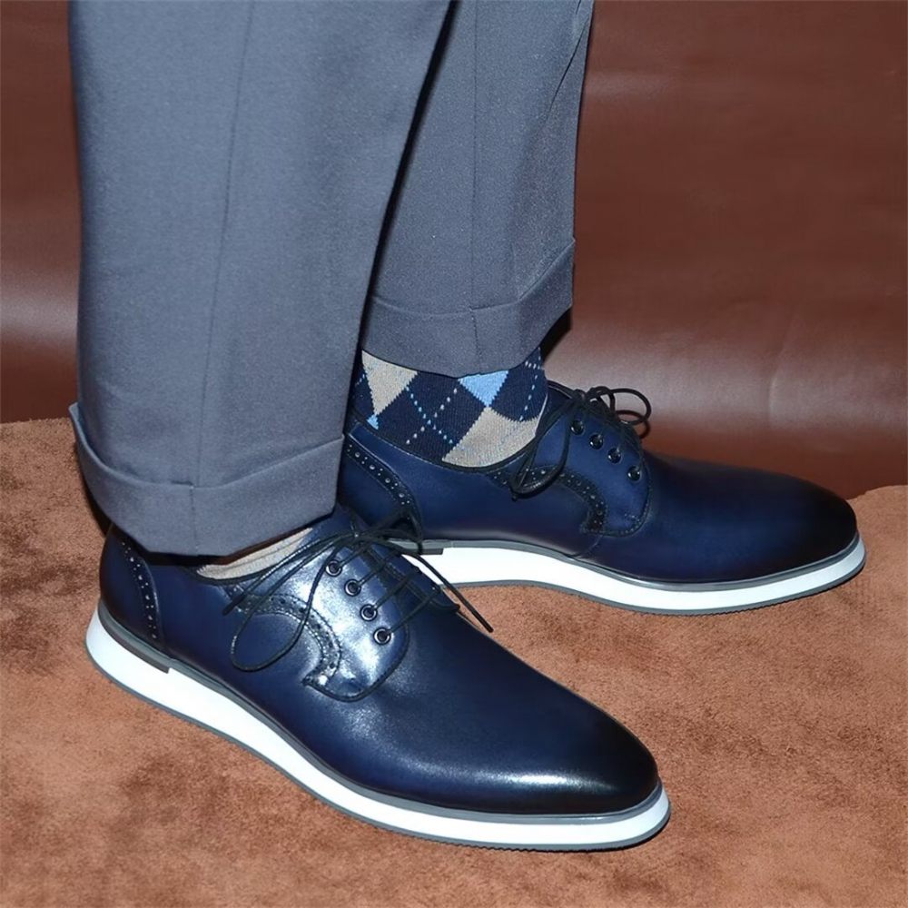 Chaussures Formelles Pour Hommes Robe Urbaine Élégante À Lacets Élégance - Bleu