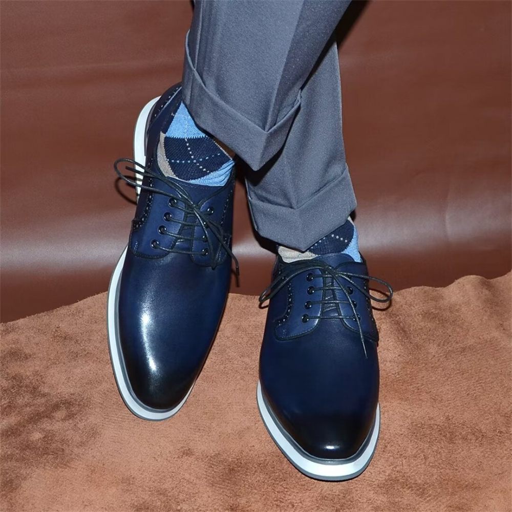 Chaussures Formelles Pour Hommes Robe Urbaine Élégante À Lacets Élégance - Bleu