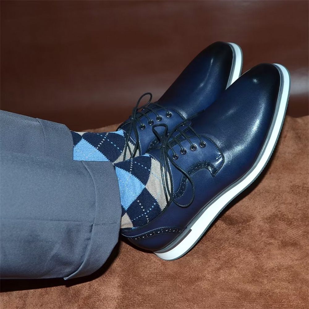 Chaussures Formelles Pour Hommes Robe Urbaine Élégante À Lacets Élégance - Bleu