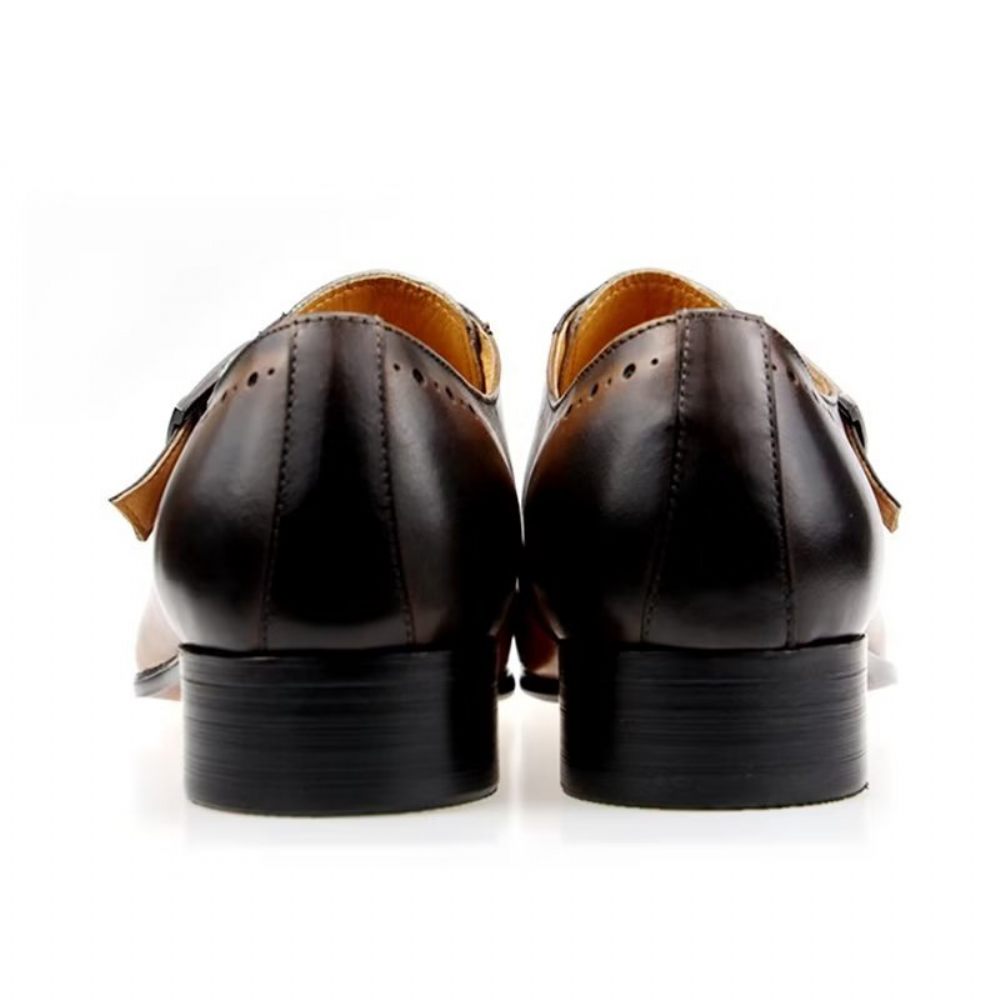 Chaussures Formelles Pour Hommes Somptueuses Richelieu Mariage Cuir Véritable - Noir