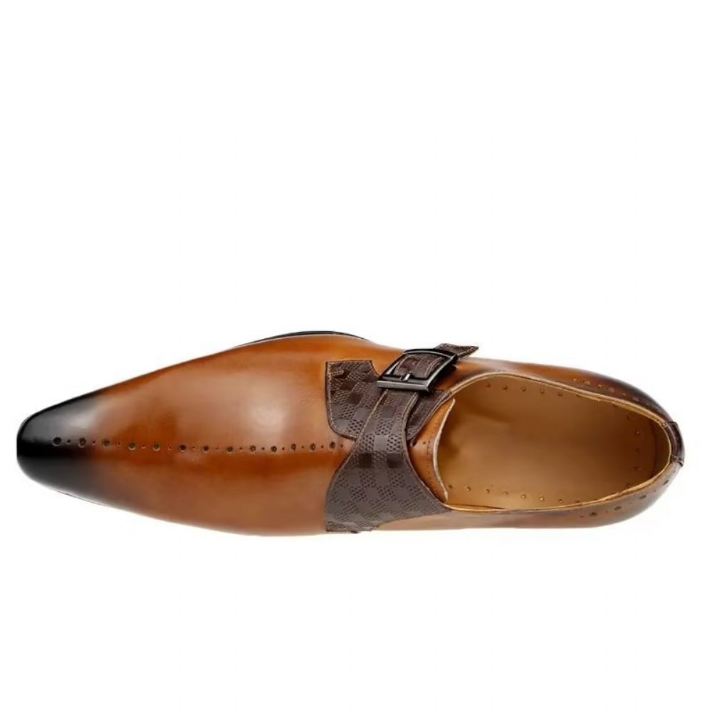 Chaussures Formelles Pour Hommes Somptueuses Richelieu Mariage Cuir Véritable - Marron