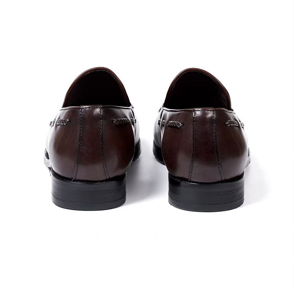 Chaussures Formelles Pour Hommes Sophisticated Allure Leather Slip-ons - Marron