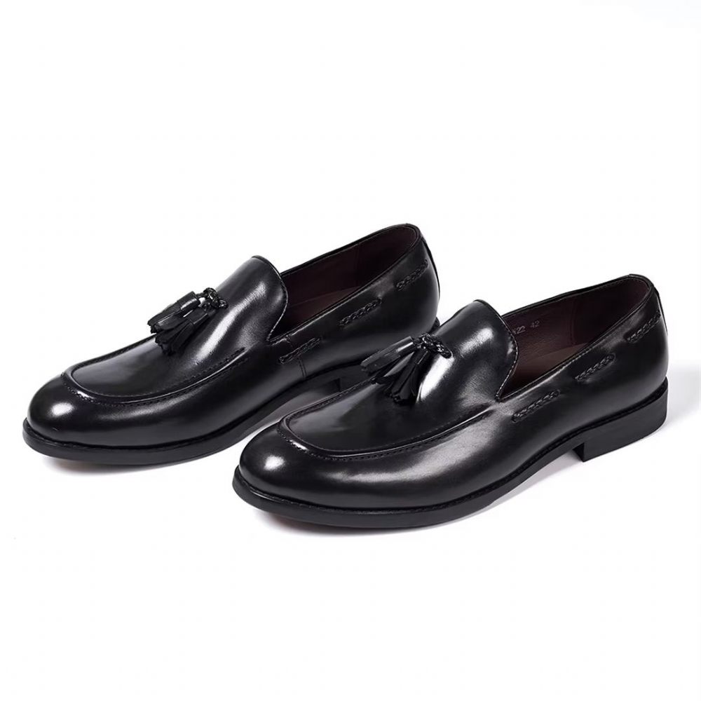 Chaussures Formelles Pour Hommes Sophisticated Allure Leather Slip-ons - Noir