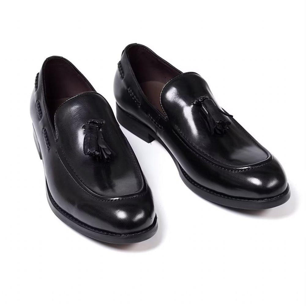 Chaussures Formelles Pour Hommes Sophisticated Allure Leather Slip-ons - Noir