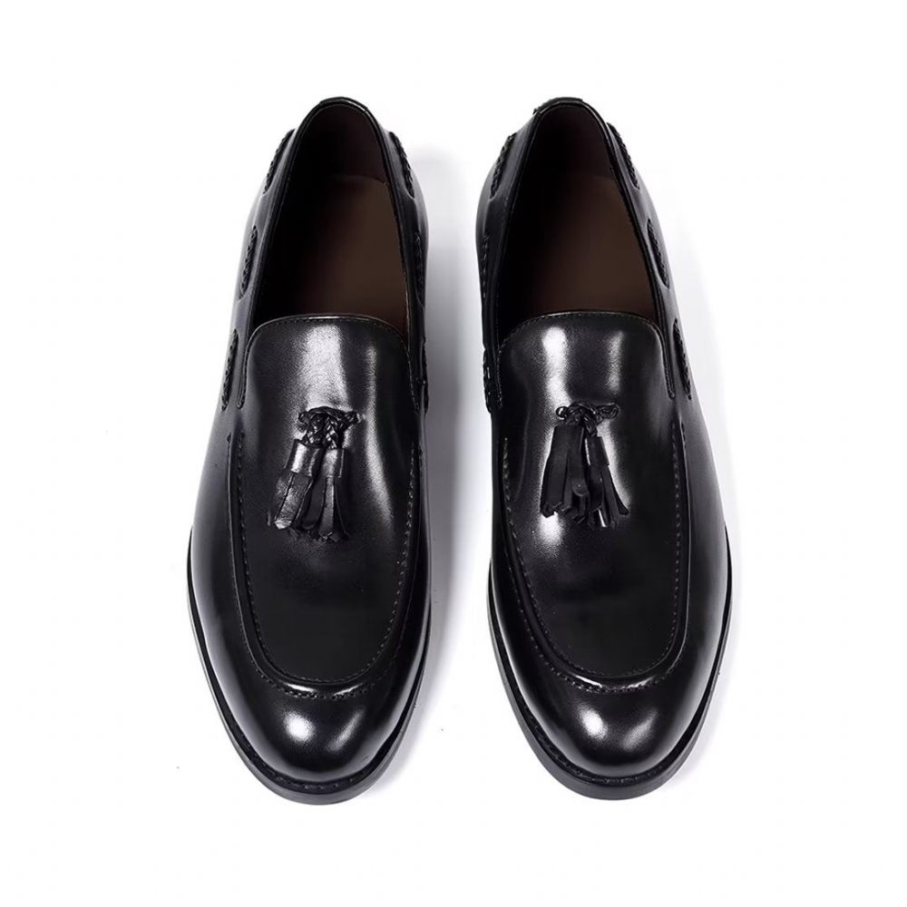 Chaussures Formelles Pour Hommes Sophisticated Allure Leather Slip-ons - Noir