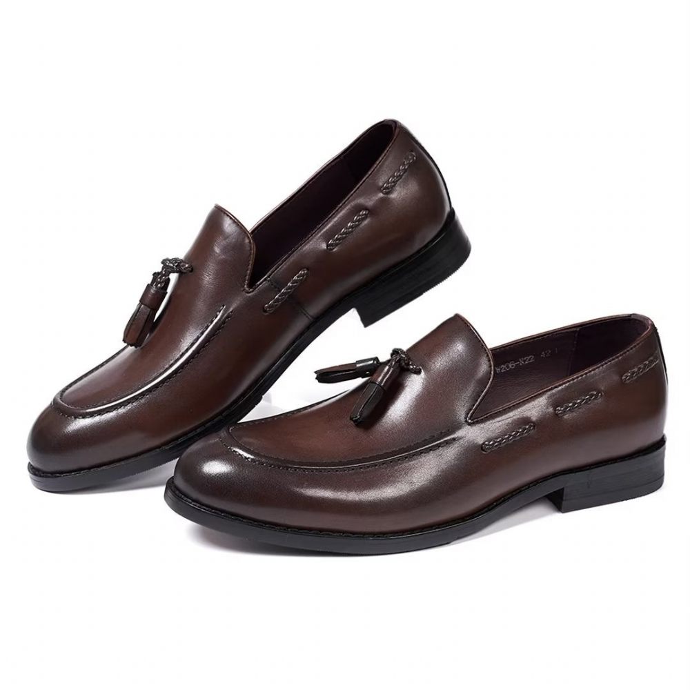 Chaussures Formelles Pour Hommes Sophisticated Allure Leather Slip-ons - Marron