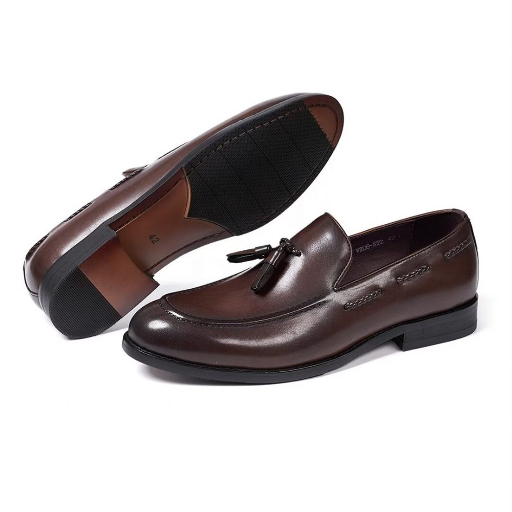 Chaussures Formelles Pour Hommes Sophisticated Allure Leather Slip-ons - Marron