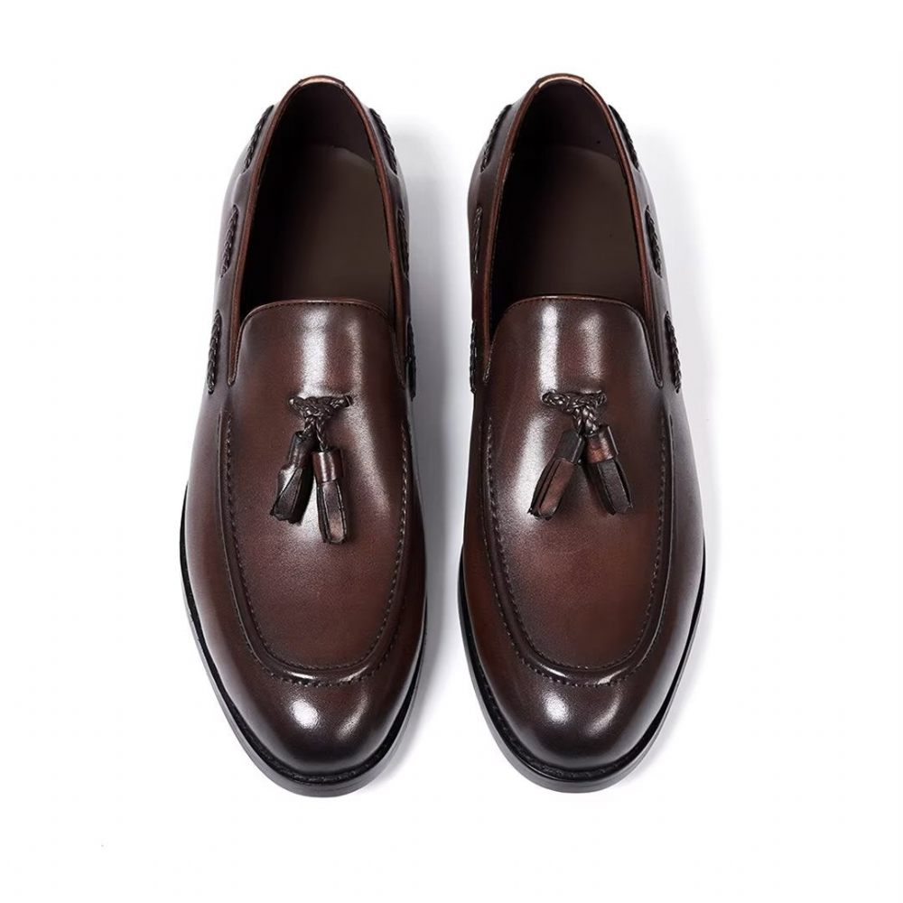 Chaussures Formelles Pour Hommes Sophisticated Allure Leather Slip-ons - Marron