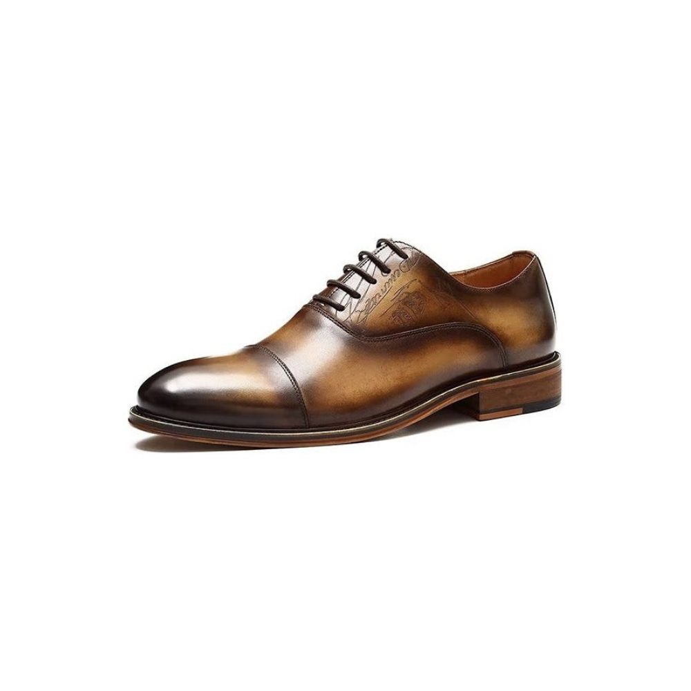 Chaussures Formelles Pour Hommes Style Sophistiqué Richelieu Cuir Véritable - Café