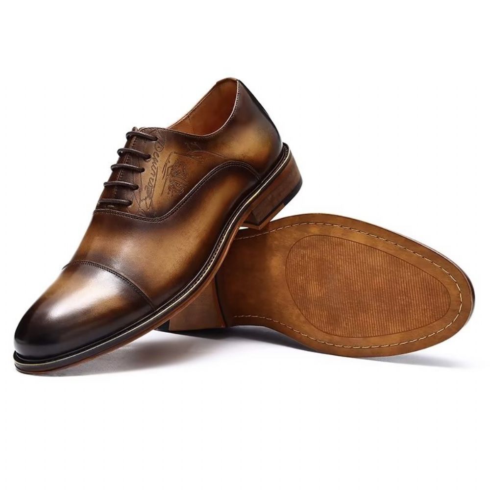 Chaussures Formelles Pour Hommes Style Sophistiqué Richelieu Cuir Véritable - Café