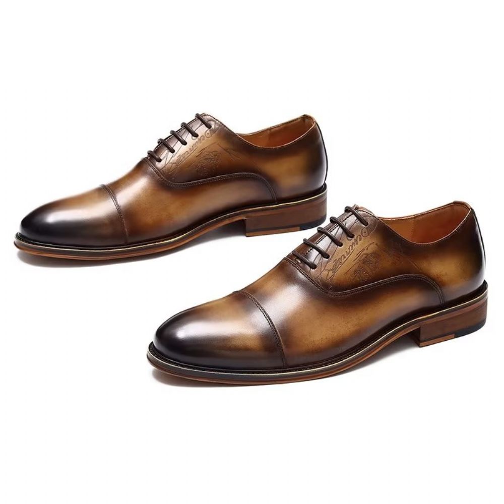 Chaussures Formelles Pour Hommes Style Sophistiqué Richelieu Cuir Véritable - Café