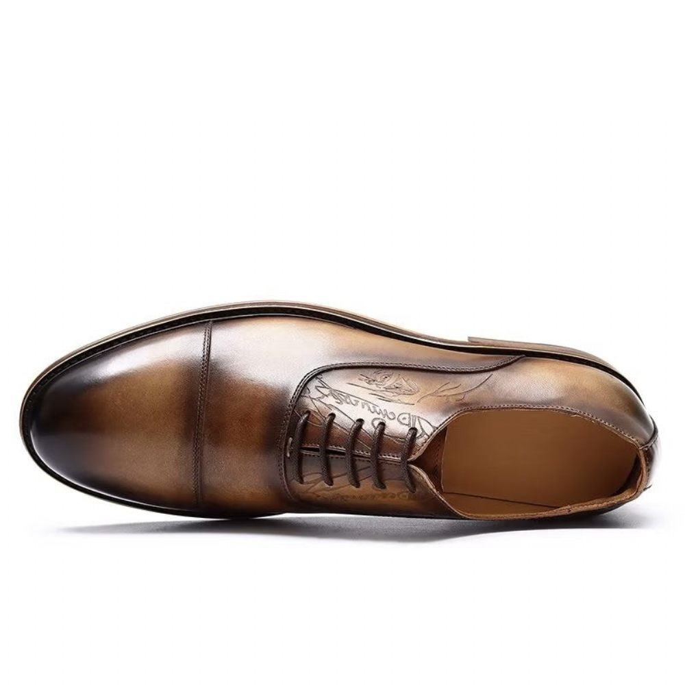 Chaussures Formelles Pour Hommes Style Sophistiqué Richelieu Cuir Véritable - Café