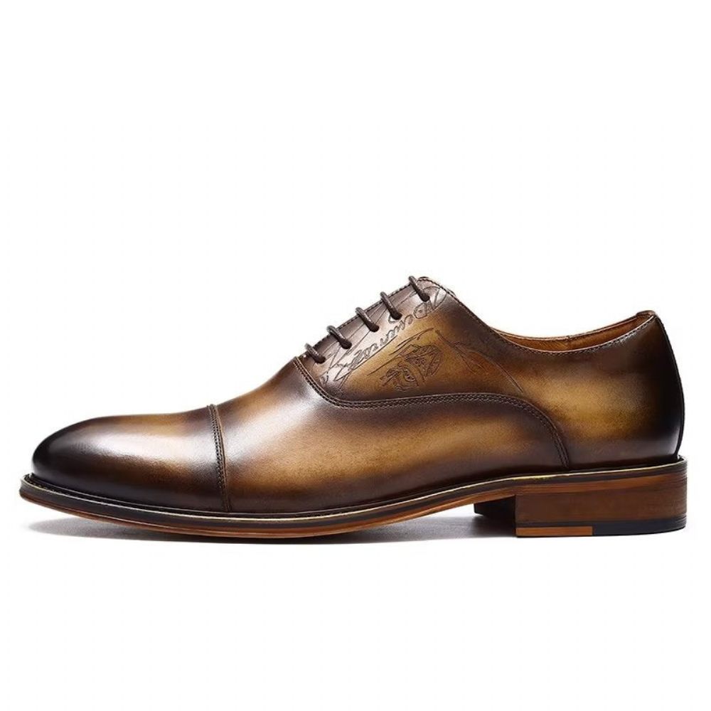 Chaussures Formelles Pour Hommes Style Sophistiqué Richelieu Cuir Véritable - Café