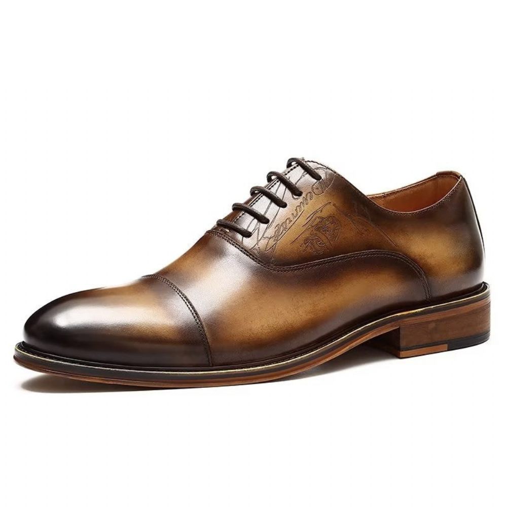 Chaussures Formelles Pour Hommes Style Sophistiqué Richelieu Cuir Véritable - Café