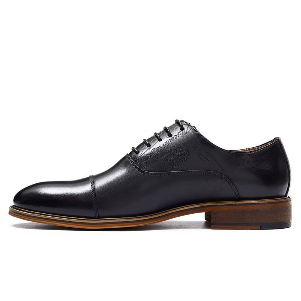 Chaussures Formelles Pour Hommes Style Sophistiqué Richelieu Cuir Véritable - Noir