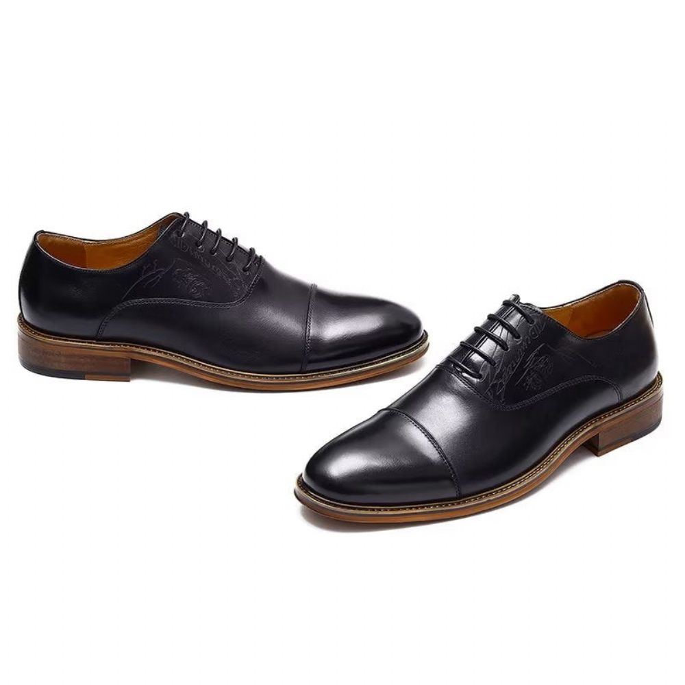 Chaussures Formelles Pour Hommes Style Sophistiqué Richelieu Cuir Véritable - Noir