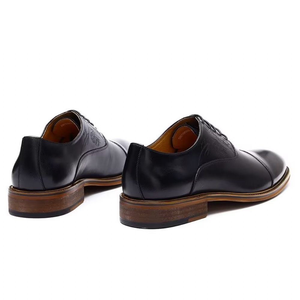 Chaussures Formelles Pour Hommes Style Sophistiqué Richelieu Cuir Véritable - Noir