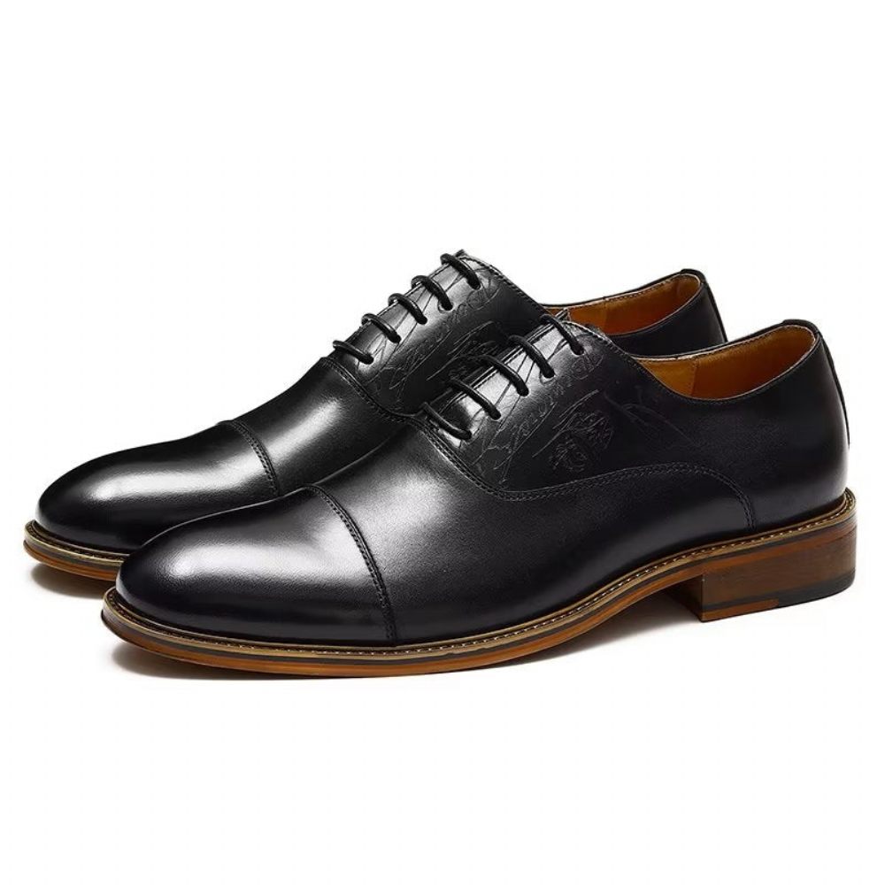 Chaussures Formelles Pour Hommes Style Sophistiqué Richelieu Cuir Véritable - Noir