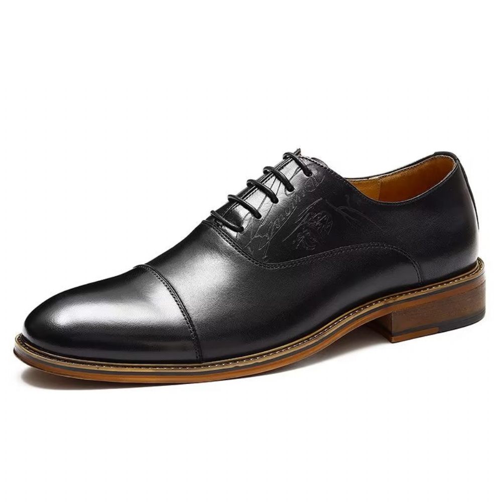 Chaussures Formelles Pour Hommes Style Sophistiqué Richelieu Cuir Véritable - Noir