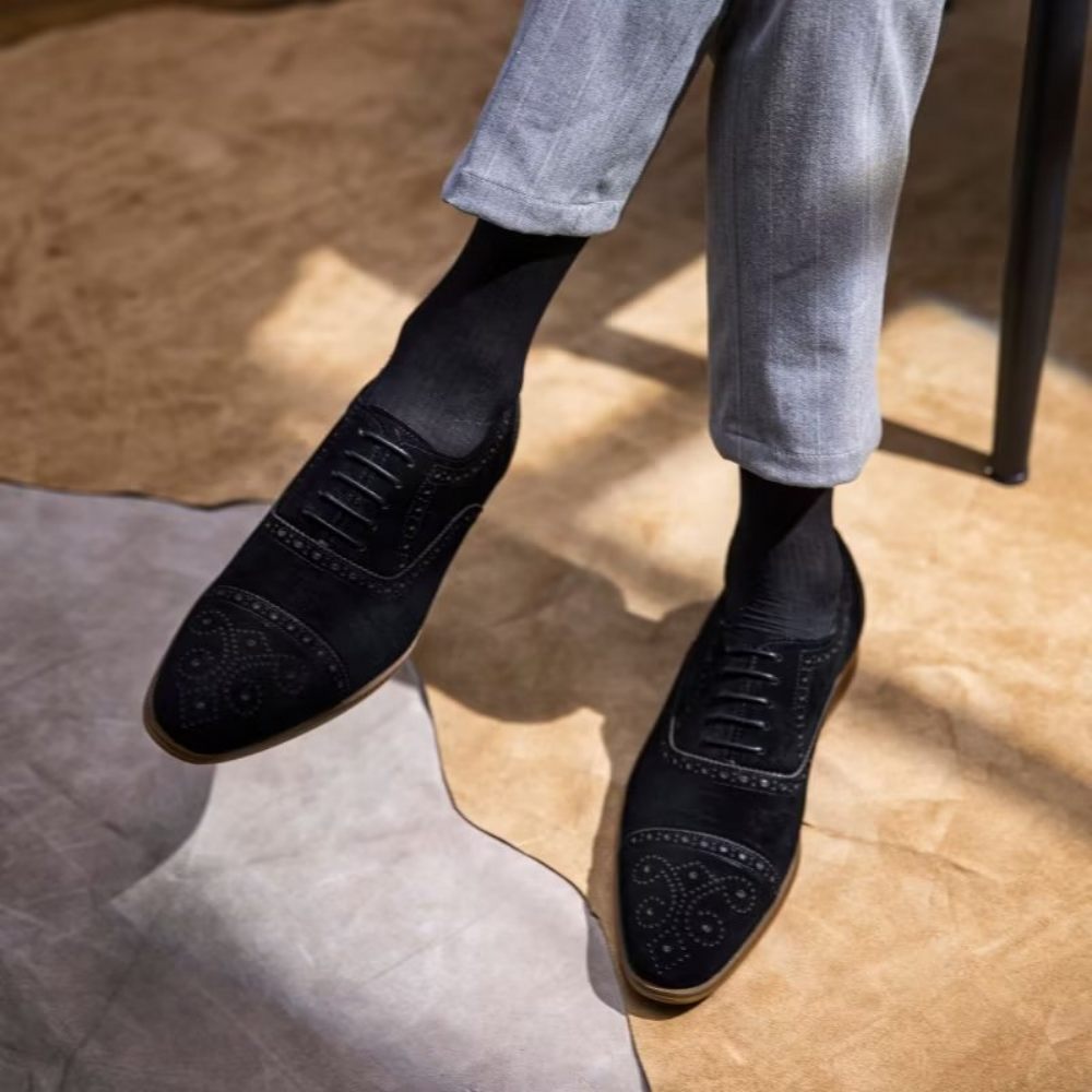 Chaussures Formelles Pour Hommes Texture Élégante Robe À Lacets Richelieus - Noir