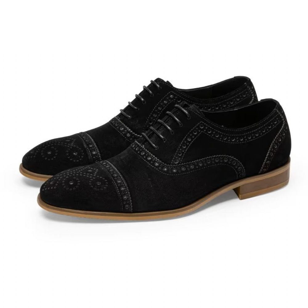 Chaussures Formelles Pour Hommes Texture Élégante Robe À Lacets Richelieus - Noir