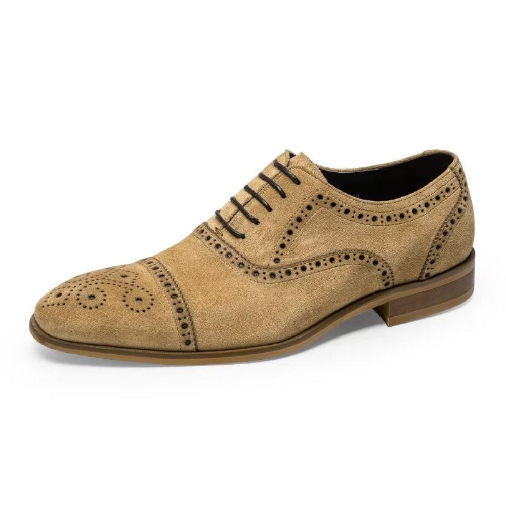 Chaussures Formelles Pour Hommes Texture Élégante Robe À Lacets Richelieus - Beige