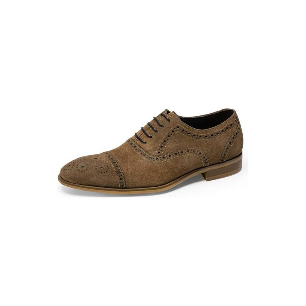 Chaussures Formelles Pour Hommes Texture Élégante Robe À Lacets Richelieus - Café