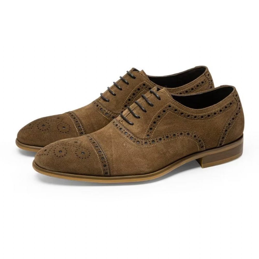 Chaussures Formelles Pour Hommes Texture Élégante Robe À Lacets Richelieus - Café