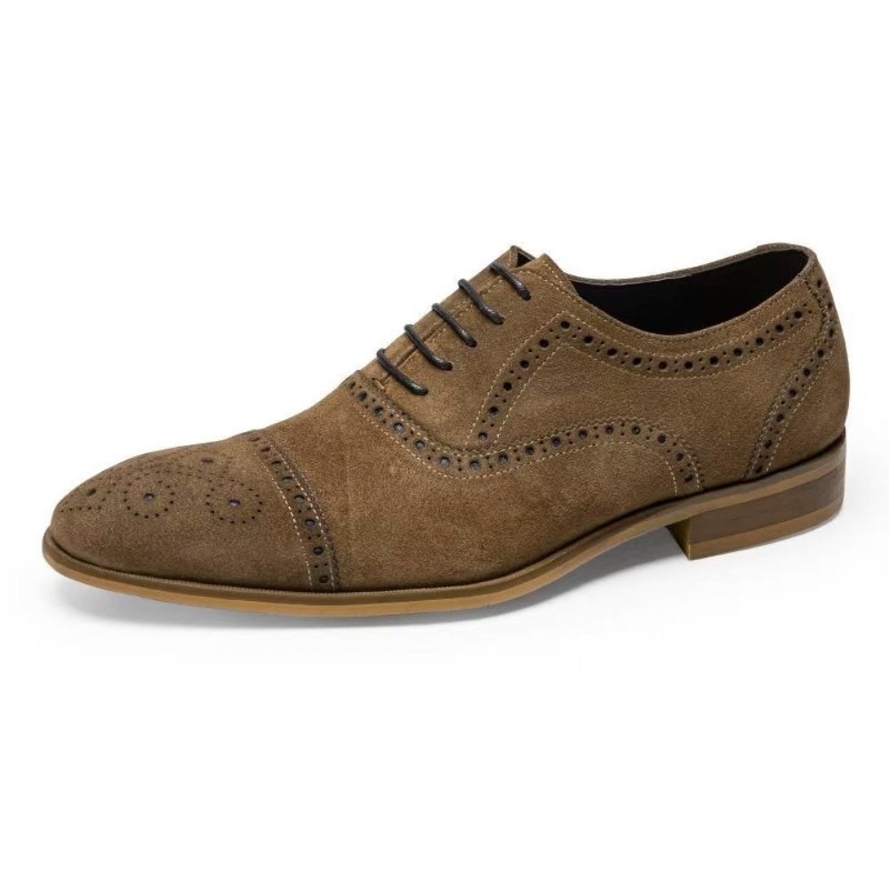 Chaussures Formelles Pour Hommes Texture Élégante Robe À Lacets Richelieus - Café