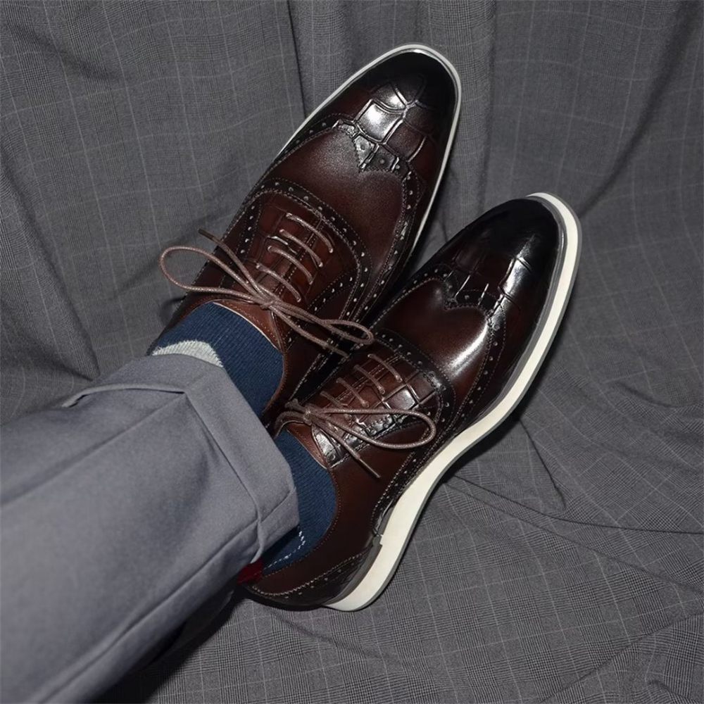 Chaussures Formelles Pour Hommes Urban Executive Habillées À Bout Rond - Café