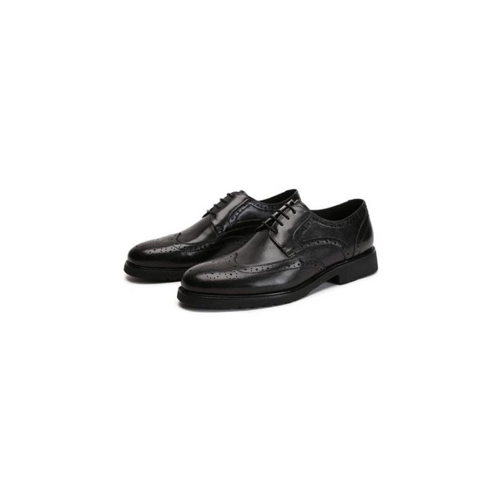 Chaussures Formelles Pour Hommes Wingtip Luxe Exotique Bout Pointu Oxford Richelieu - Noir