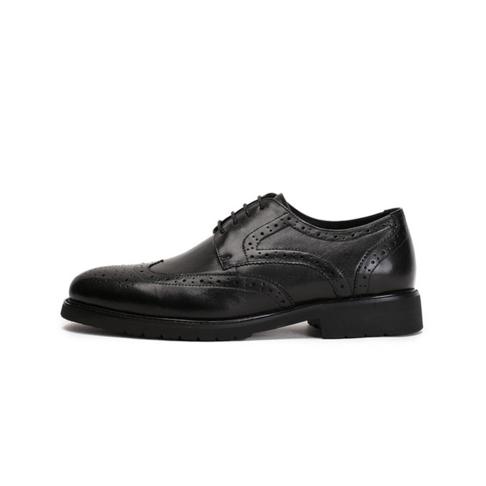 Chaussures Formelles Pour Hommes Wingtip Luxe Exotique Bout Pointu Oxford Richelieu - Noir