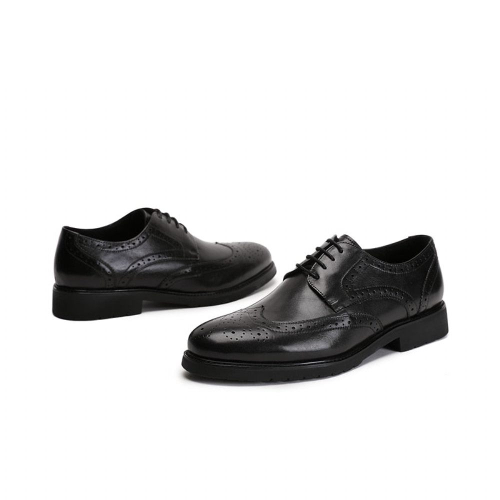 Chaussures Formelles Pour Hommes Wingtip Luxe Exotique Bout Pointu Oxford Richelieu - Noir