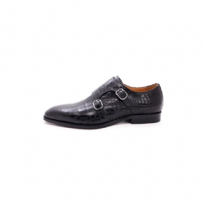 Chaussures Formelles Luxe Crocstride Pour Hommes Habillées À Bout Carré Et Sangle Moine