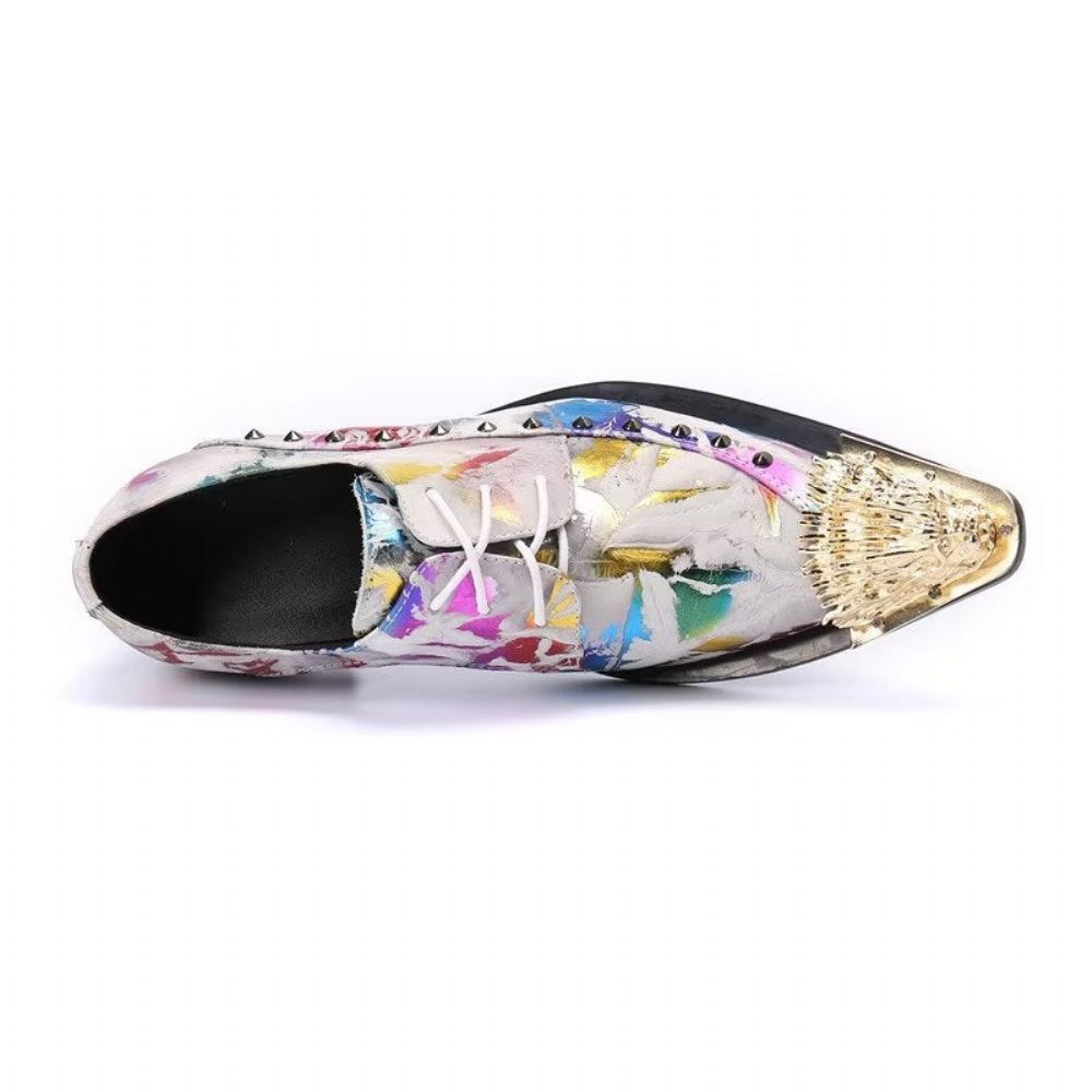 Chaussures Formels Homme Luxe Motif Exotique Derbies Cuir Véritable - Multicolore