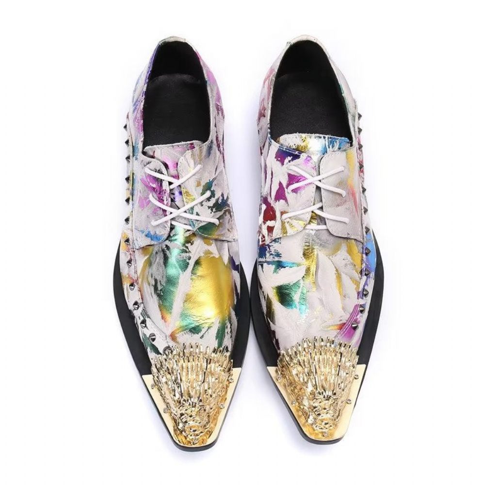 Chaussures Formels Homme Luxe Motif Exotique Derbies Cuir Véritable - Multicolore