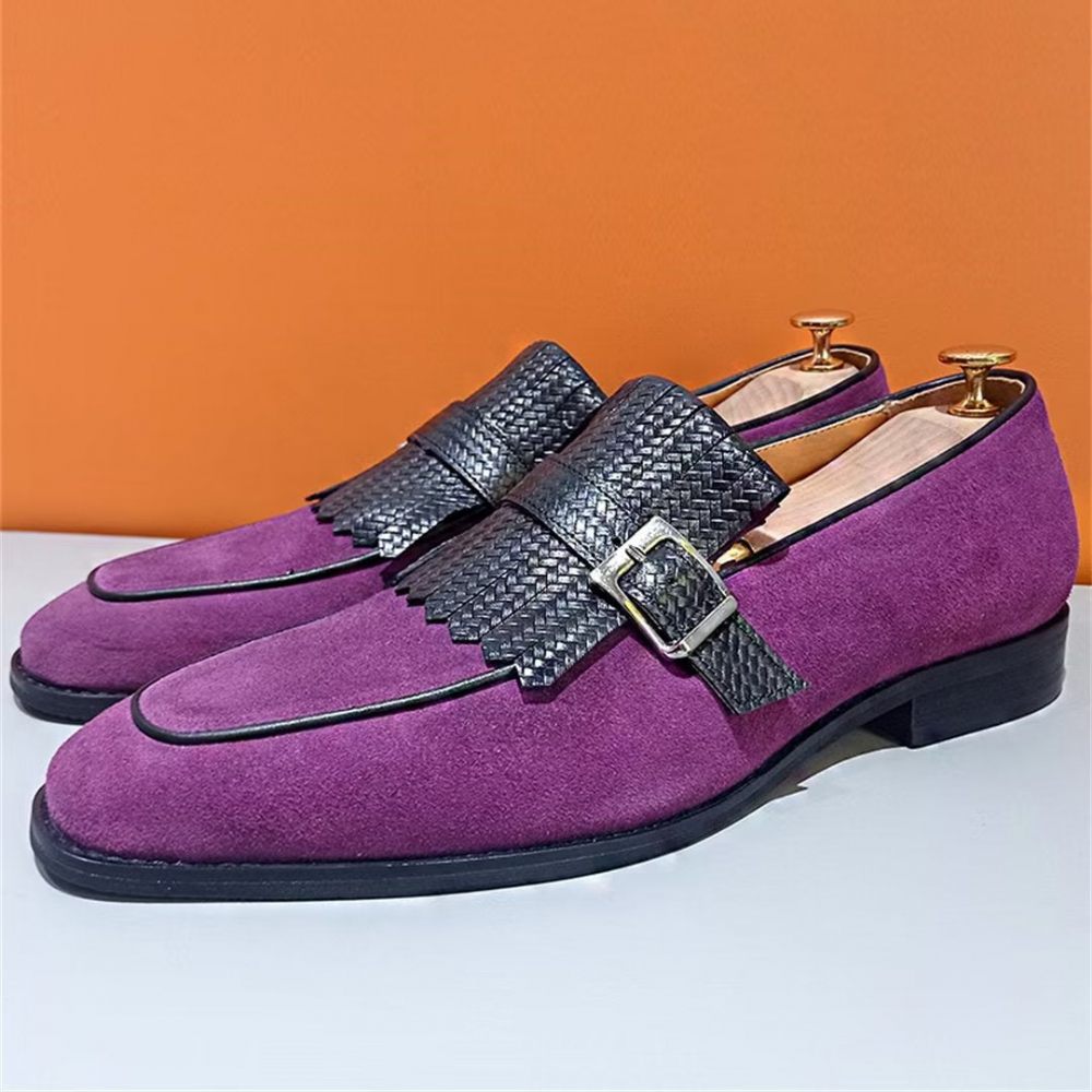 Chaussures Habillées D'automne Chics À Bout Carré Pour Hommes - Violet