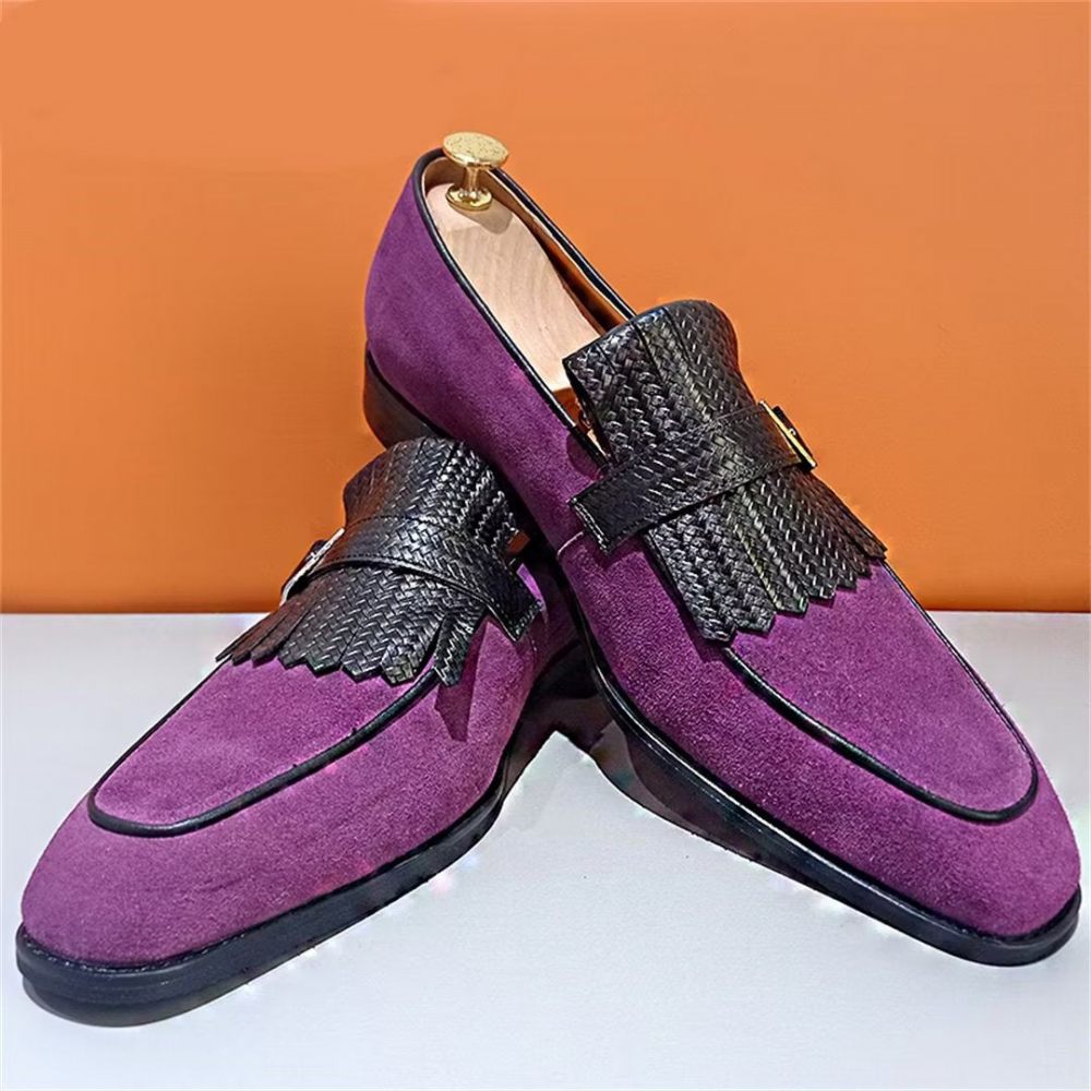 Chaussures Habillées D'automne Chics À Bout Carré Pour Hommes - Violet