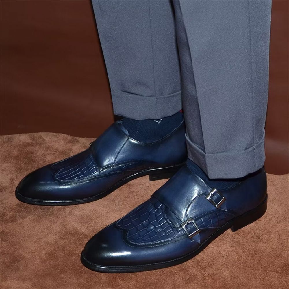 Chaussures Habillées À Boucles Et Breloques Pour Hommes - Bleu