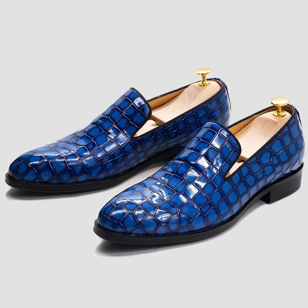 Chaussures Habillées Chics Cuir Crocodile Pour Hommes - Bleu