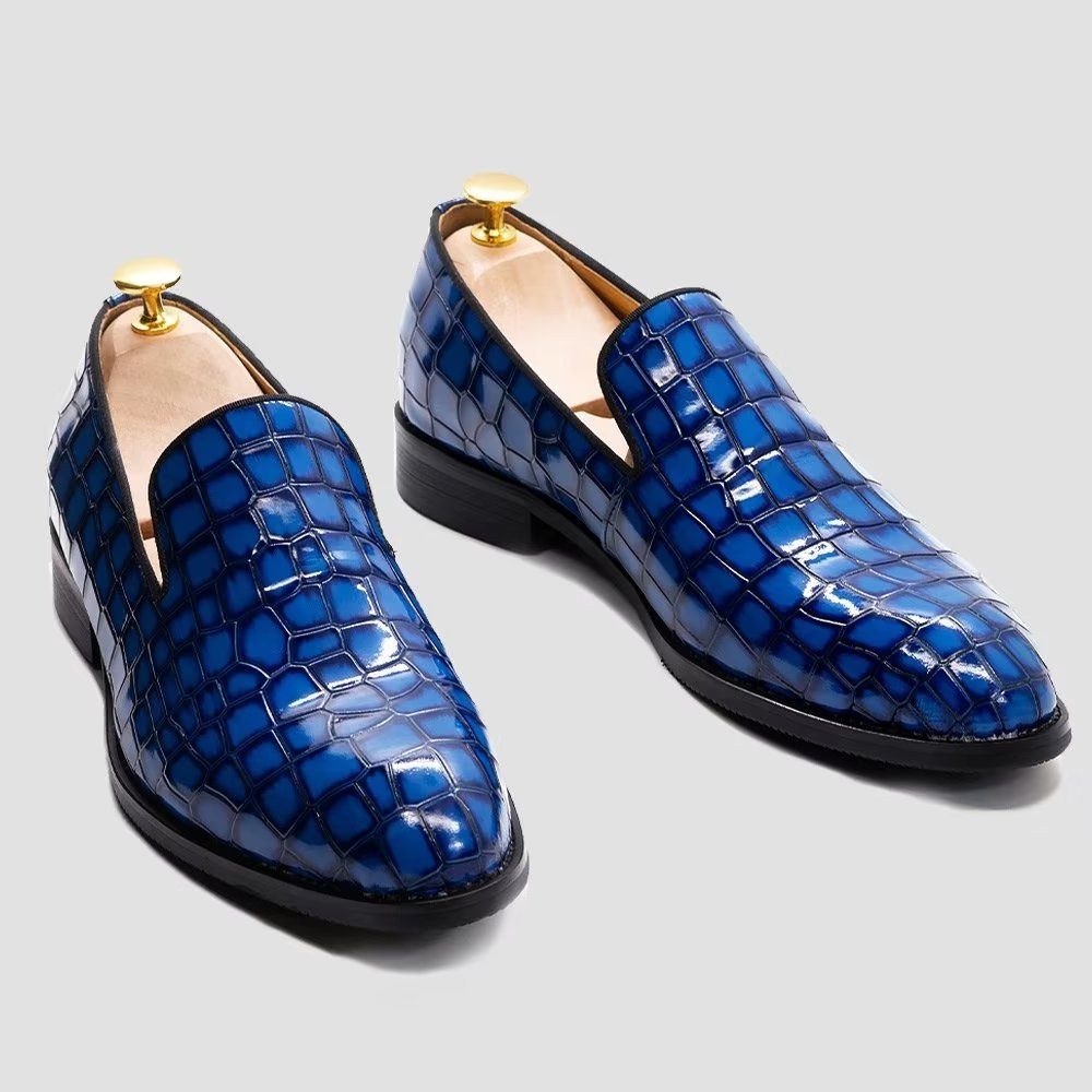 Chaussures Habillées Chics Cuir Crocodile Pour Hommes - Bleu