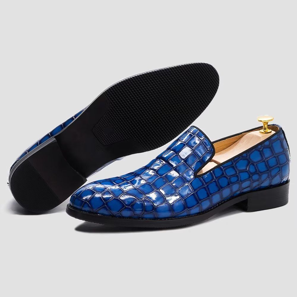 Chaussures Habillées Chics Cuir Crocodile Pour Hommes - Bleu