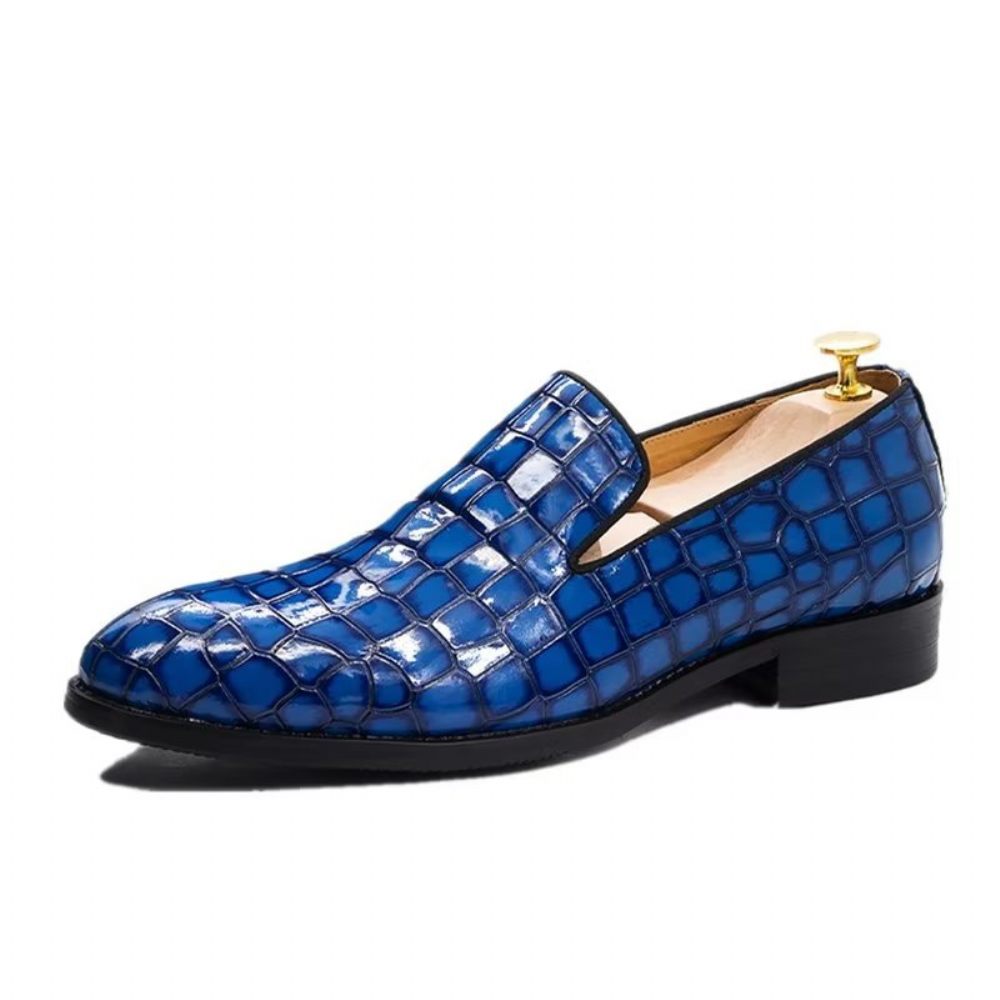 Chaussures Habillées Chics Cuir Crocodile Pour Hommes - Bleu