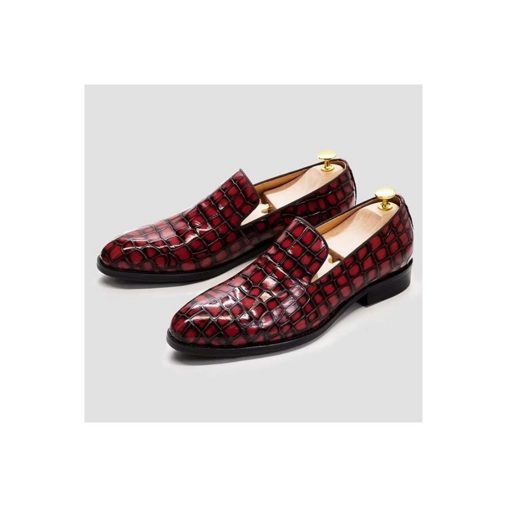 Chaussures Habillées Chics Cuir Crocodile Pour Hommes - Rouge