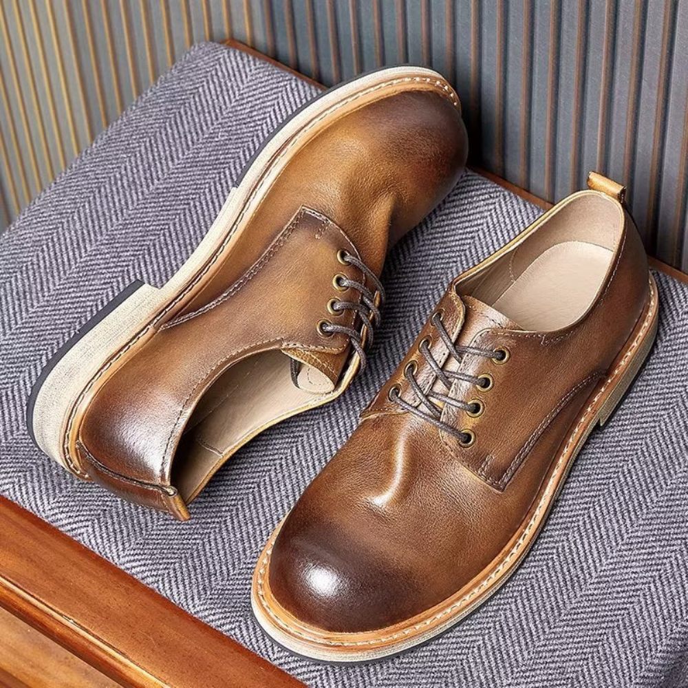 Chaussures Habillées Classiques À Bout Rond Pour Hommes - Café