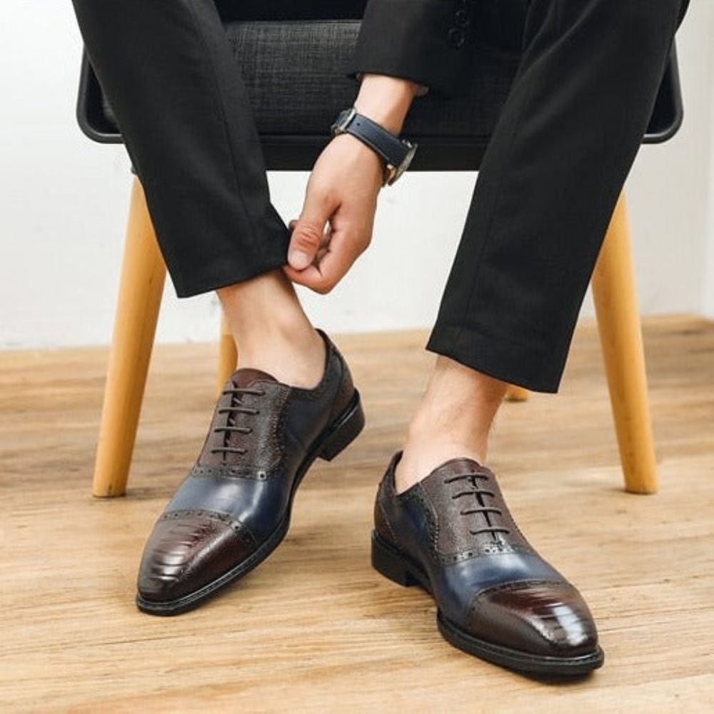 Chaussures Habillées Cuir À Bout Pointu Pour Hommes - Bleu