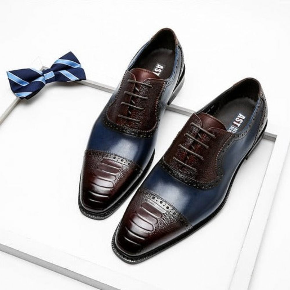 Chaussures Habillées Cuir À Bout Pointu Pour Hommes - Bleu