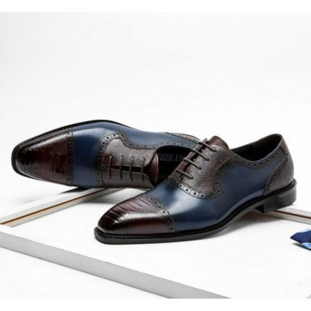 Chaussures Habillées Cuir À Bout Pointu Pour Hommes - Bleu