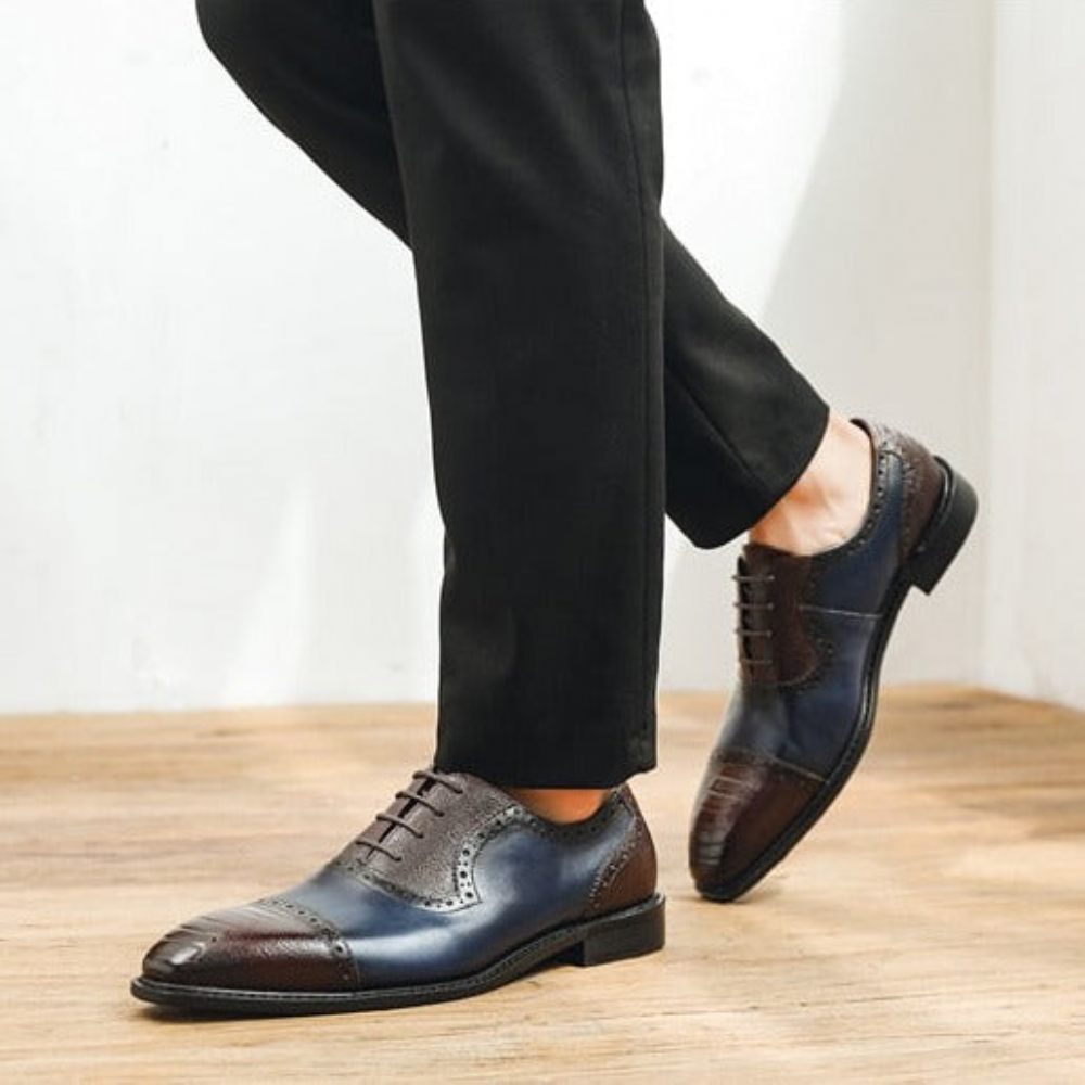 Chaussures Habillées Cuir À Bout Pointu Pour Hommes - Bleu