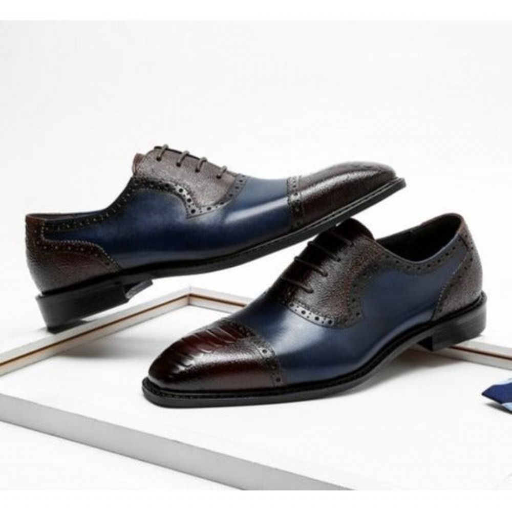 Chaussures Habillées Cuir À Bout Pointu Pour Hommes - Bleu